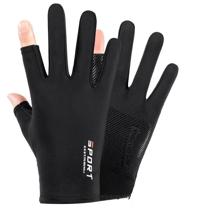 Driving Fishing Gloves with Missing Fingers, Half-finger Ice Silk Non-slip Gloves, Breathable Sun Protection, Fitness and Cyc...