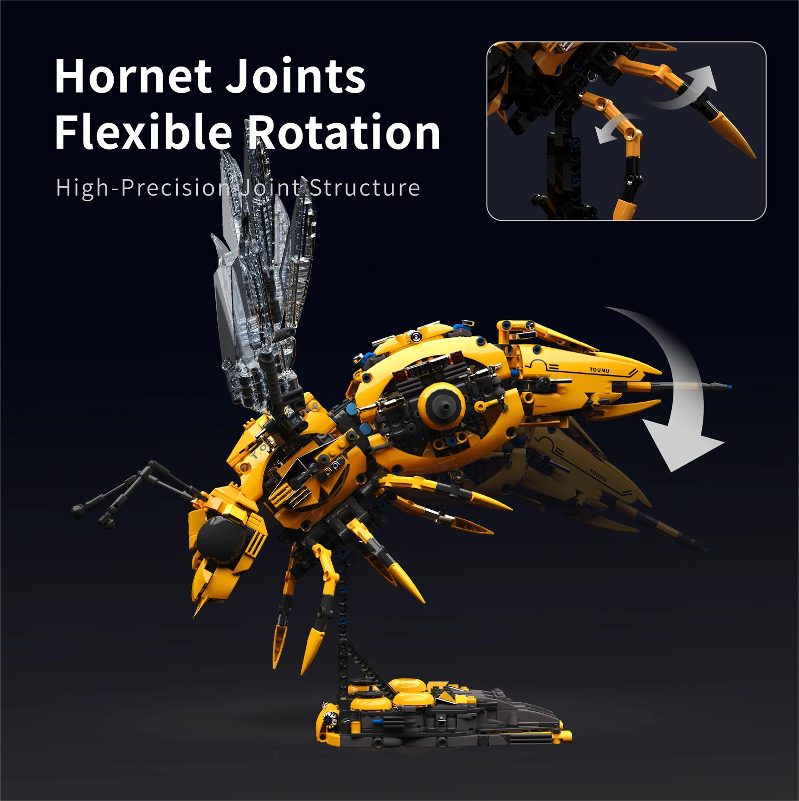 2025pcs Wasp Mecha Building Blocks Model Transformable 2-in-1 dengan Lampu LED