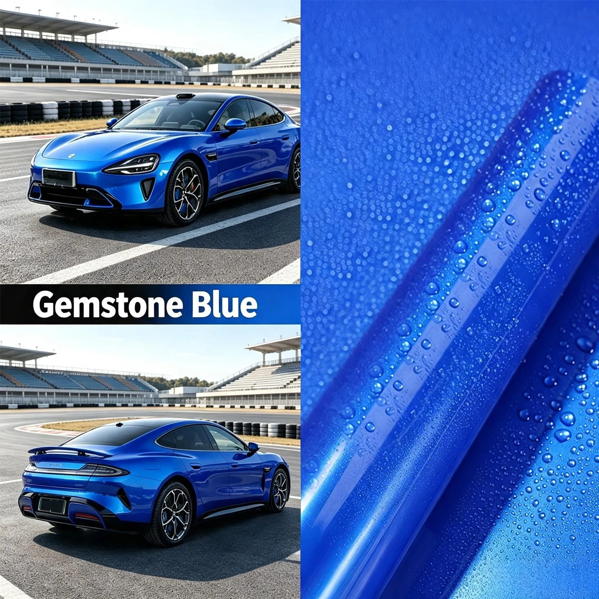 Ultra Glossy Metal Gemstone Blue Vinyl Wrap Film Roll With Air Release Self Adhesive Car Wrapping Foil Motorcycle Decal Sticker