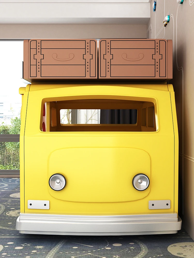 Custom kids bed villa furniture creative bunk bed bus car boys and girls solid wood bed