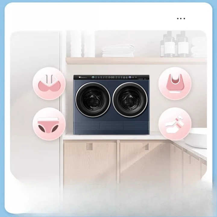 Mini lazy washing and drying integrated double cylinder three cylinder partition washing machine set combination