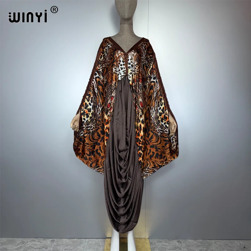 فستان سهرة WINYI دبي فاخر أنثى فضفاضة قفطان ملابس امرأة مسلمة عطلة الشاطئ التستر بوهو فساتين امرأة الملابس