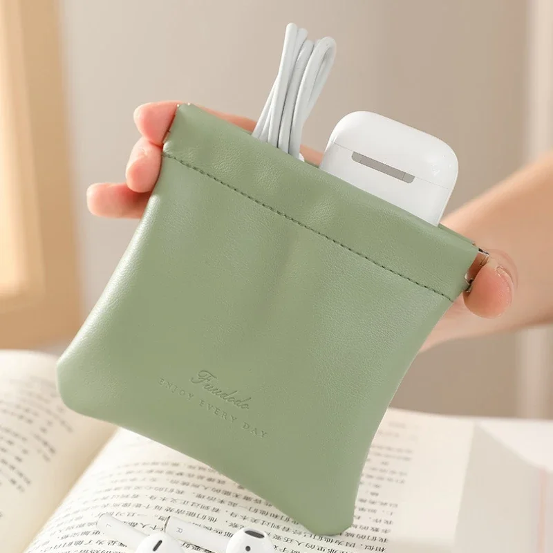 Portable Headphone Bag Makeup Bagg Storage Key Bags Lipstick Bagss Glasses Bag Zero Wallet, Automatic Closing Card Bag Storage