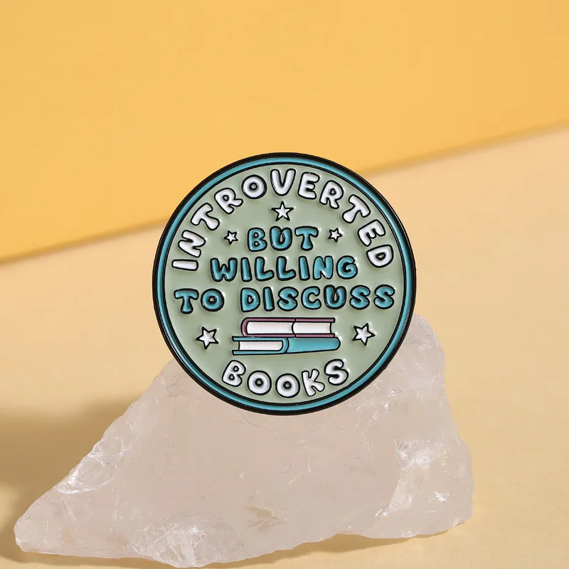 Cartoon Introverted But Willing To Discuss Books Badge Brooch Pins Introvert Enamel Lapel Pin Collar Accessory Ornament Props