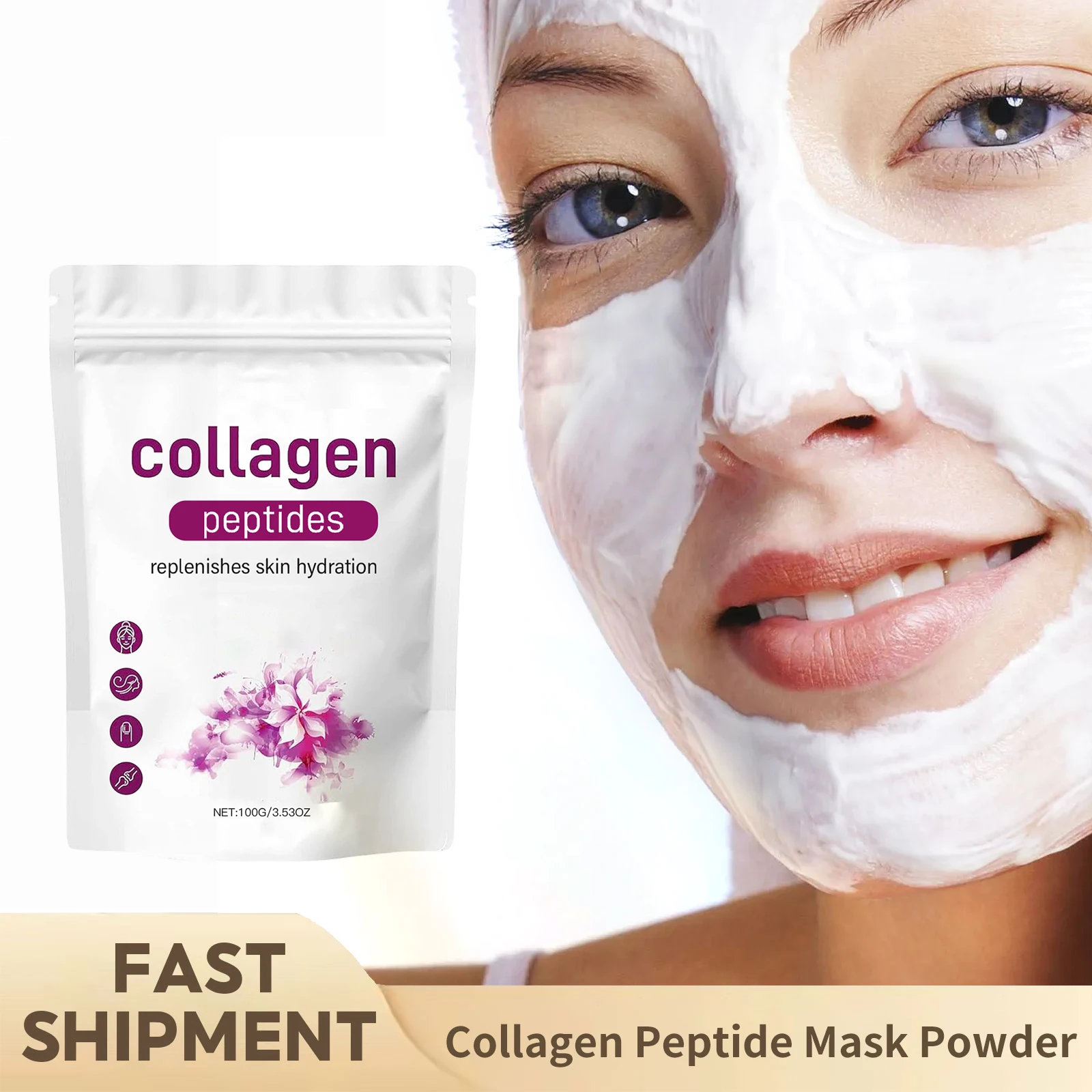 

Collagen Peptide Mask Powder Reduce Wrinkle Tighten Skin Enhance Elasticity Moisturize Brightening Firm Smooth Face Mask Powder