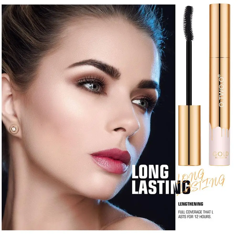 10g 3D Mascara Eyelashes Lengthening Black Lash Extension Makeup Sweatproof Gold Color Curling Mascara Brush Long-wearing B K1B8