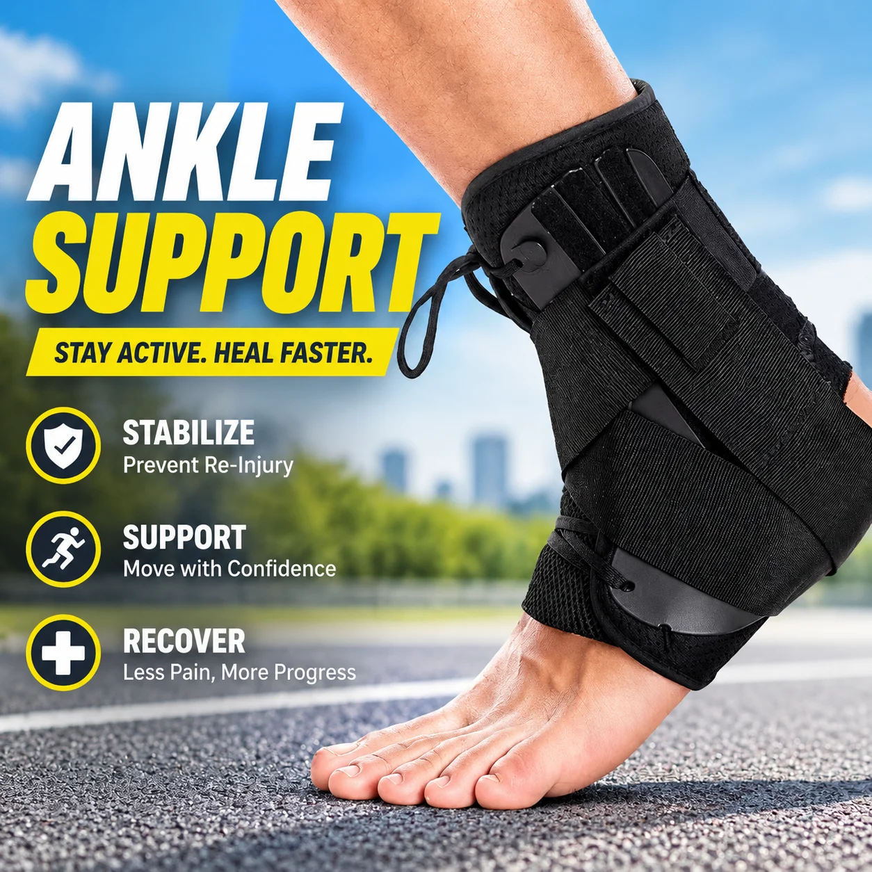 Adjustable Compression Ankle Brace Support Wrap for Running Sports Injury Recovery and Prevention Foot Stabilizer