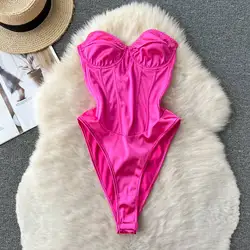 Fish Bone Waist Cinched Women's Bodysuit Rose Hotsweet Women's Pajamas Y2K Slim Sexy Sleeveless V-Neck Top Erotic Lingerie Hot