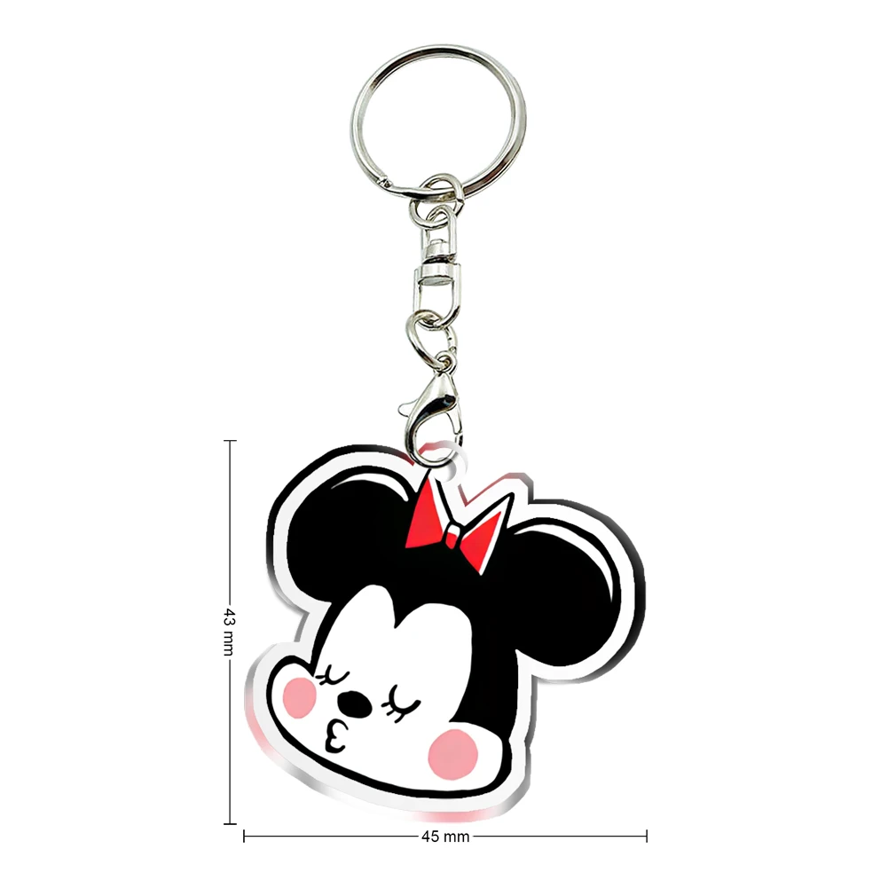 Disney Mickey Minnie Donald Duck Cute Transparent Acrylic Keychains Collection Women Girl Jewelry Accessories Kids Party Gift