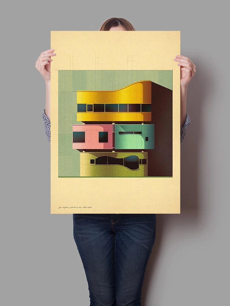John Hejduk Canvas Poster Wall House 2 Color Stacked Curved Architecture Canvas Print Architect Studio Wall Art Home Decor