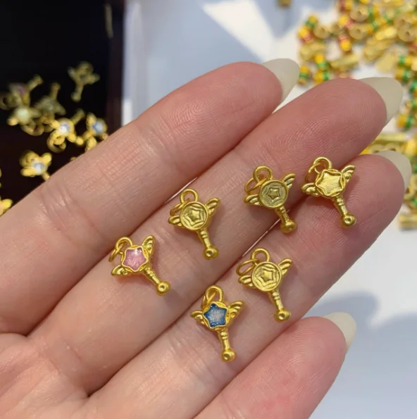 

24k pure gold star pendants small charms 999 real gold stars charms diy jewelry accessories