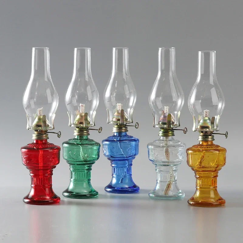 Glass Kerosene Oil Lamps For Indoor Decoration Hurricane Lamp Glass Chimney Kerosene Lamp Lantern  Camping Emergency Lighting