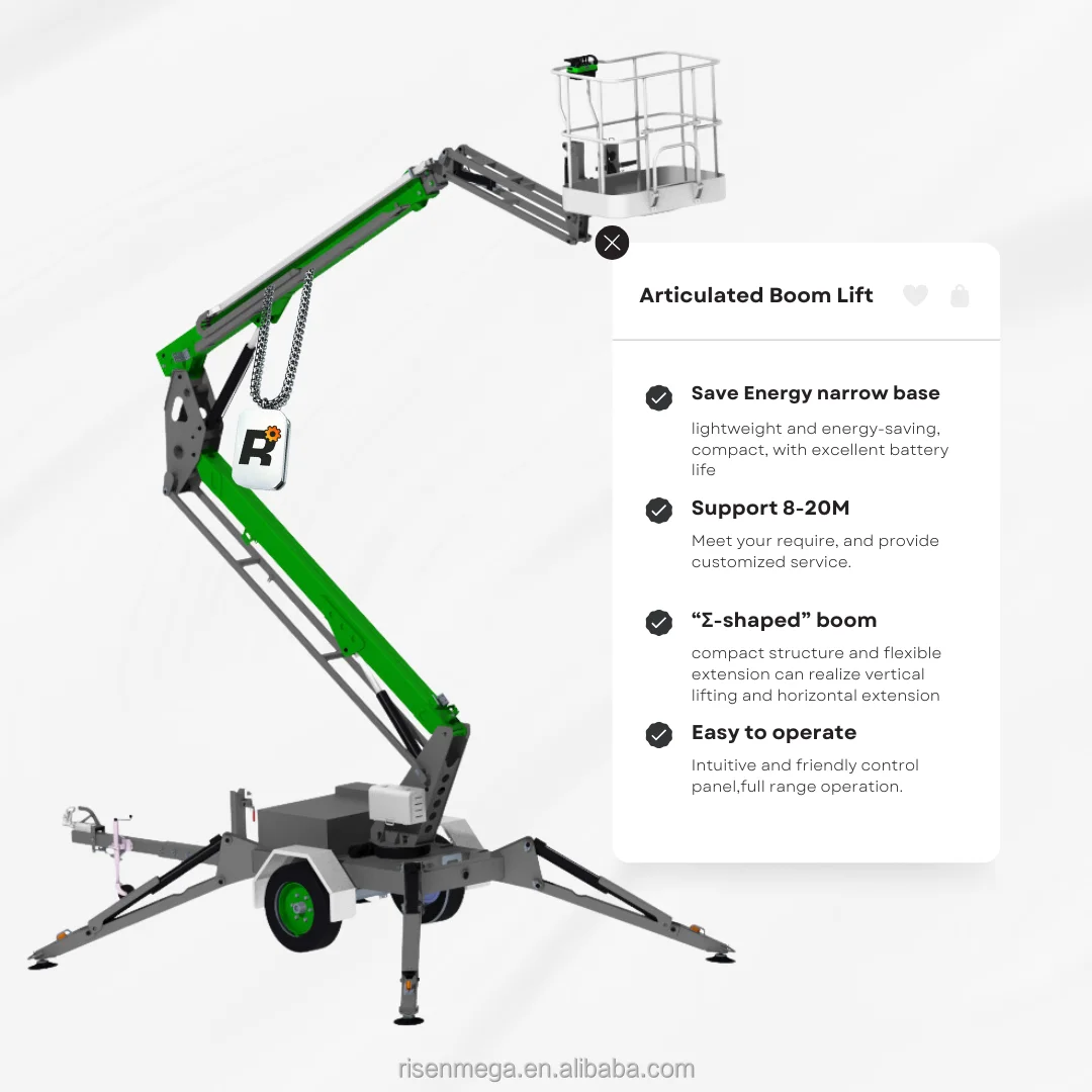 Risenmega High-End Achieve New Heights with the 16M Towable Boom Lift Crane Ensuring Safety and Top Performance with CE