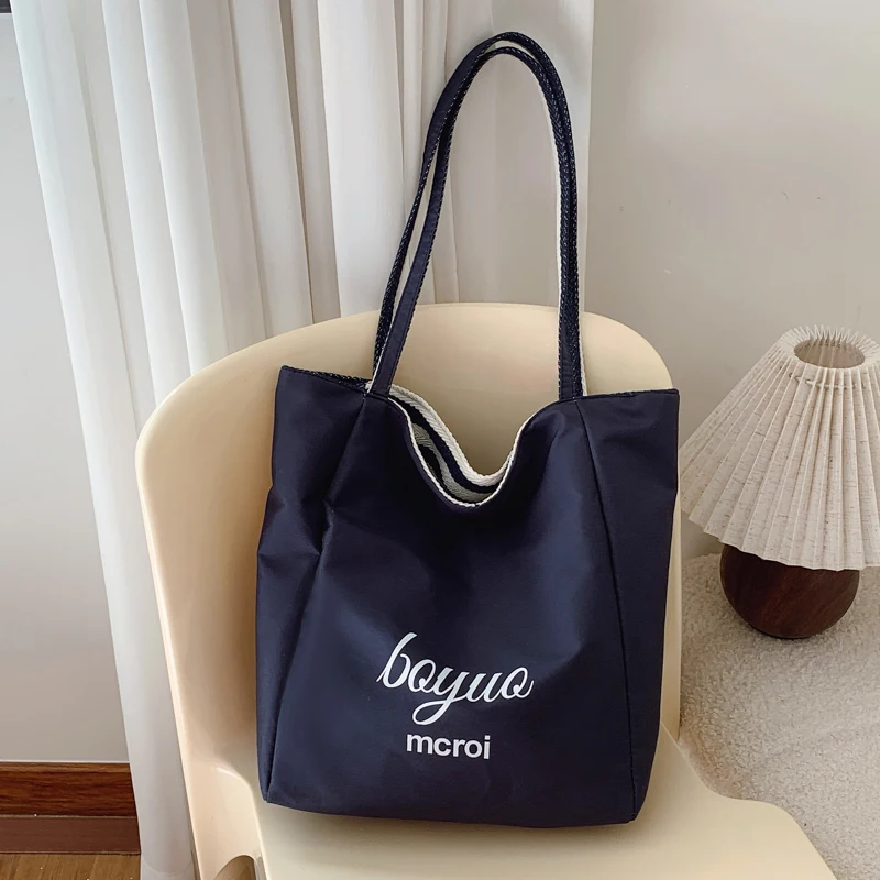 

Double-Sided Canvas Tote Bag Lazy Sle Casual Women's Bag Large Capaci Single oulder Bag Simple Design Student Bag