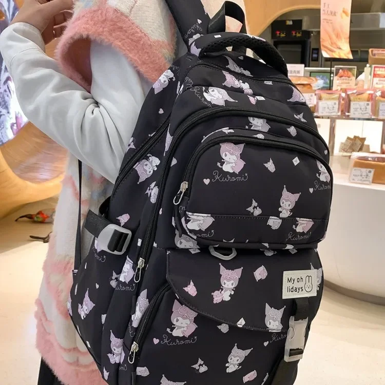 Kids Sanrio Kuromi Boy Girl Simple Cute Fashionable Bags Large Capacity Stress Relieving Middle School Student Backpack Anime