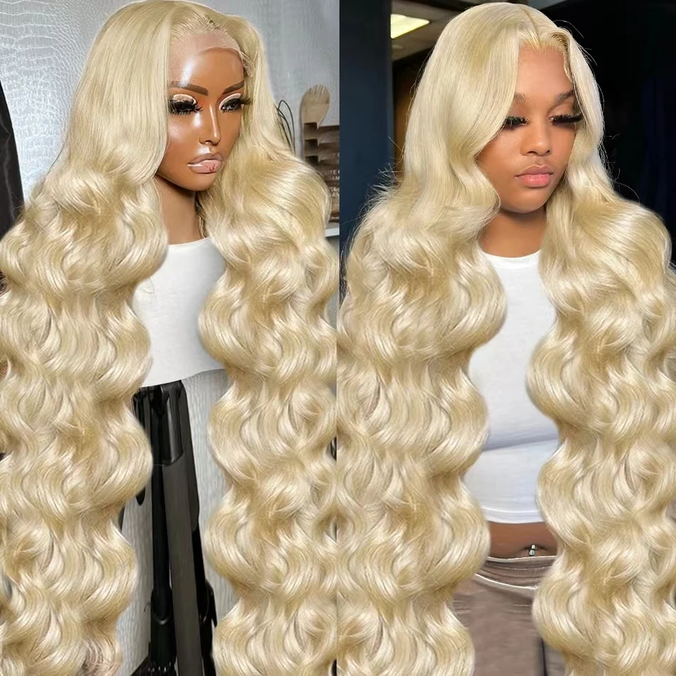 

613 Honey Blonde Body Wave 13x6 Lace Frontal Human Hair Wig Brazilian Gold Color 200% 13x4 Transparent Lace Front Wigs 30 40Inch