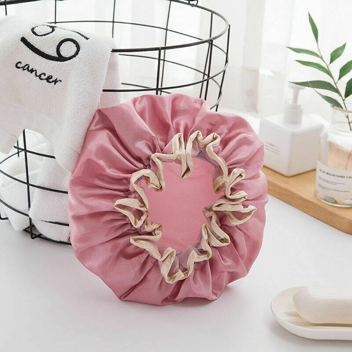 2023 New Adjustable Waterproof Bath Hat Bathroom Shower Hair Cover Women Supplies Shower Cap Adult Bathing Caps Accessories