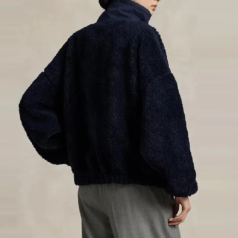 بلوزات نسائية بلوزات بنمط الدب اللطيف بياقة عالية سترة صوف قطبية دافئة ملابس علوية ناعمة 2025 ملابس نسائية شتوية جديدة Y2K