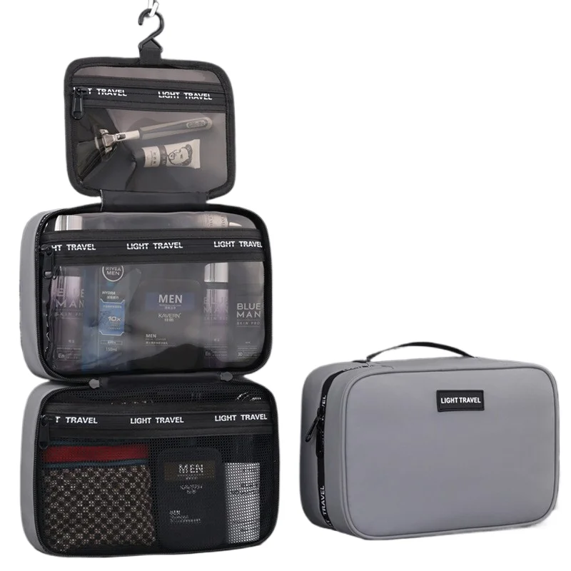 

Travel Toiletry Bag for Men Waterproof Hanging Cosmetic Organizer Portable Wet Dry Separate Shower Pouch Business Trip