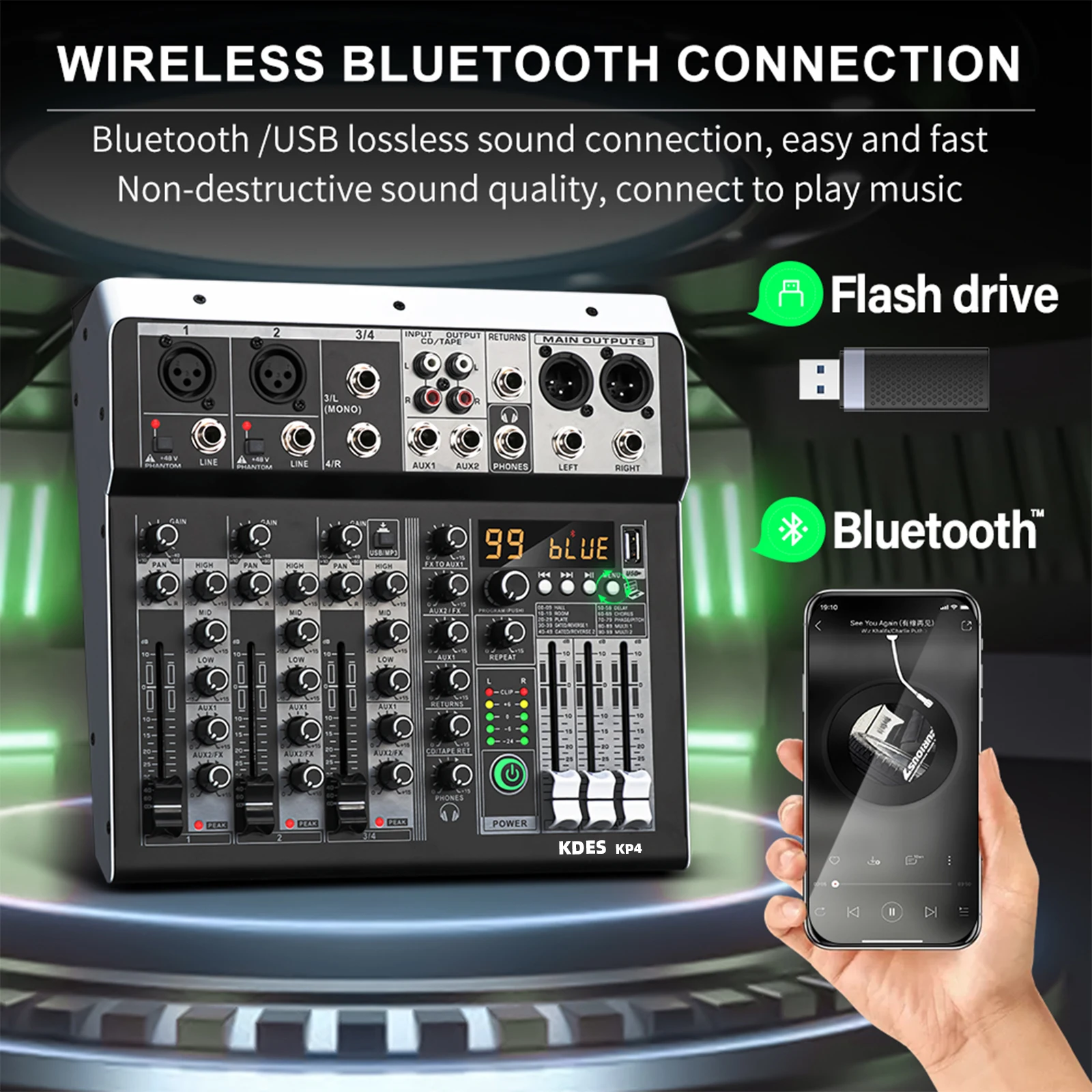 KDES KP4 Ses Mikseri 4 Kanal 9 - Audio Mixer 4 Channel Usb Bluetooth Pc incelemesi ve fiyatı