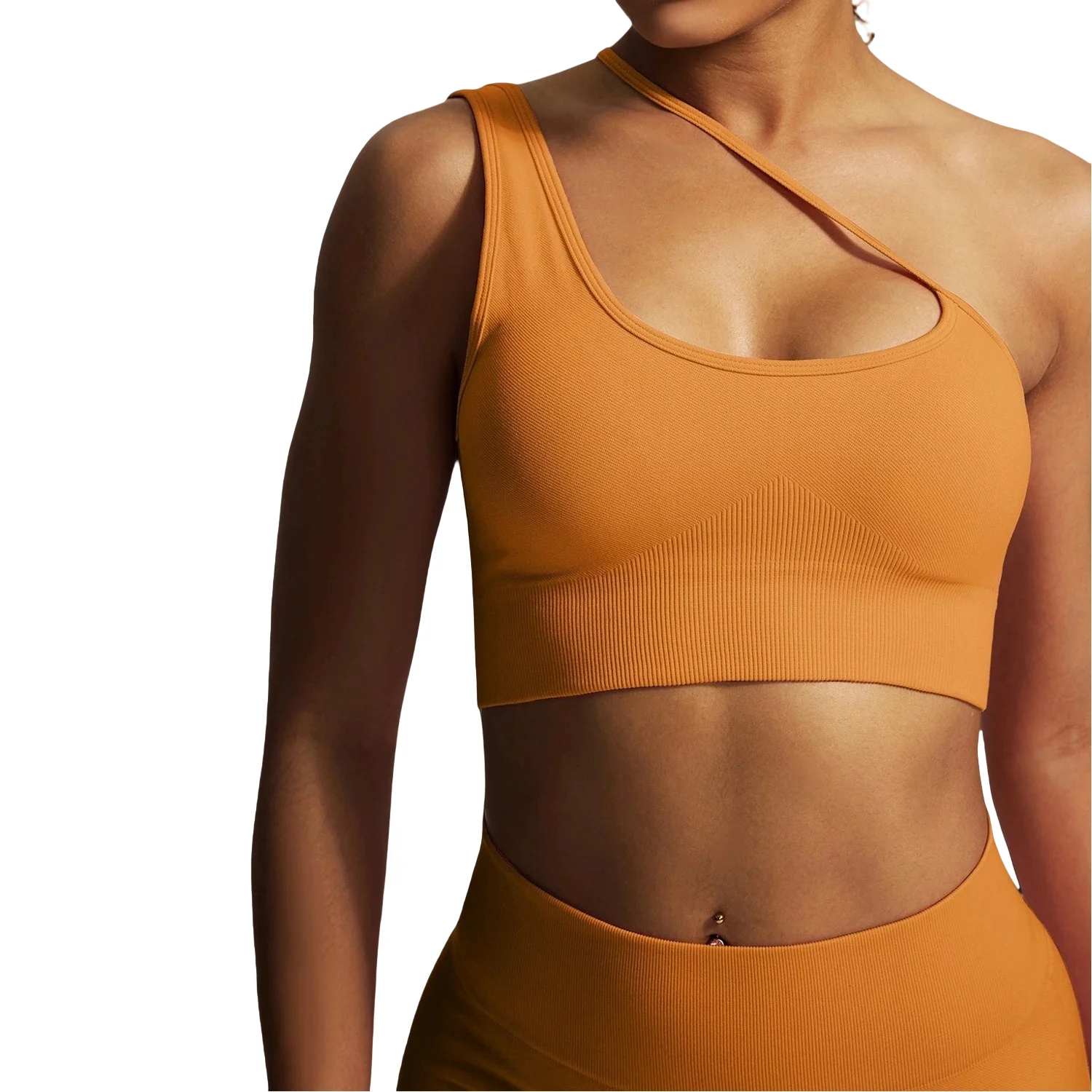 

One Shoulder Sports Bra for Women, Push Up Shockproof Yoga Gym Bra, Sexy Fitness Crop Top for Running, Dance & Daily Activewear