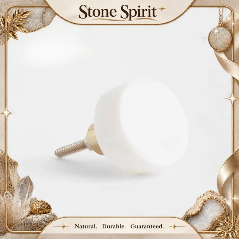 【Natural】French Round High-End Marble Cabinet Pull, Luxury Wardrobe Door Handle, Designer Retro Travertine Knob