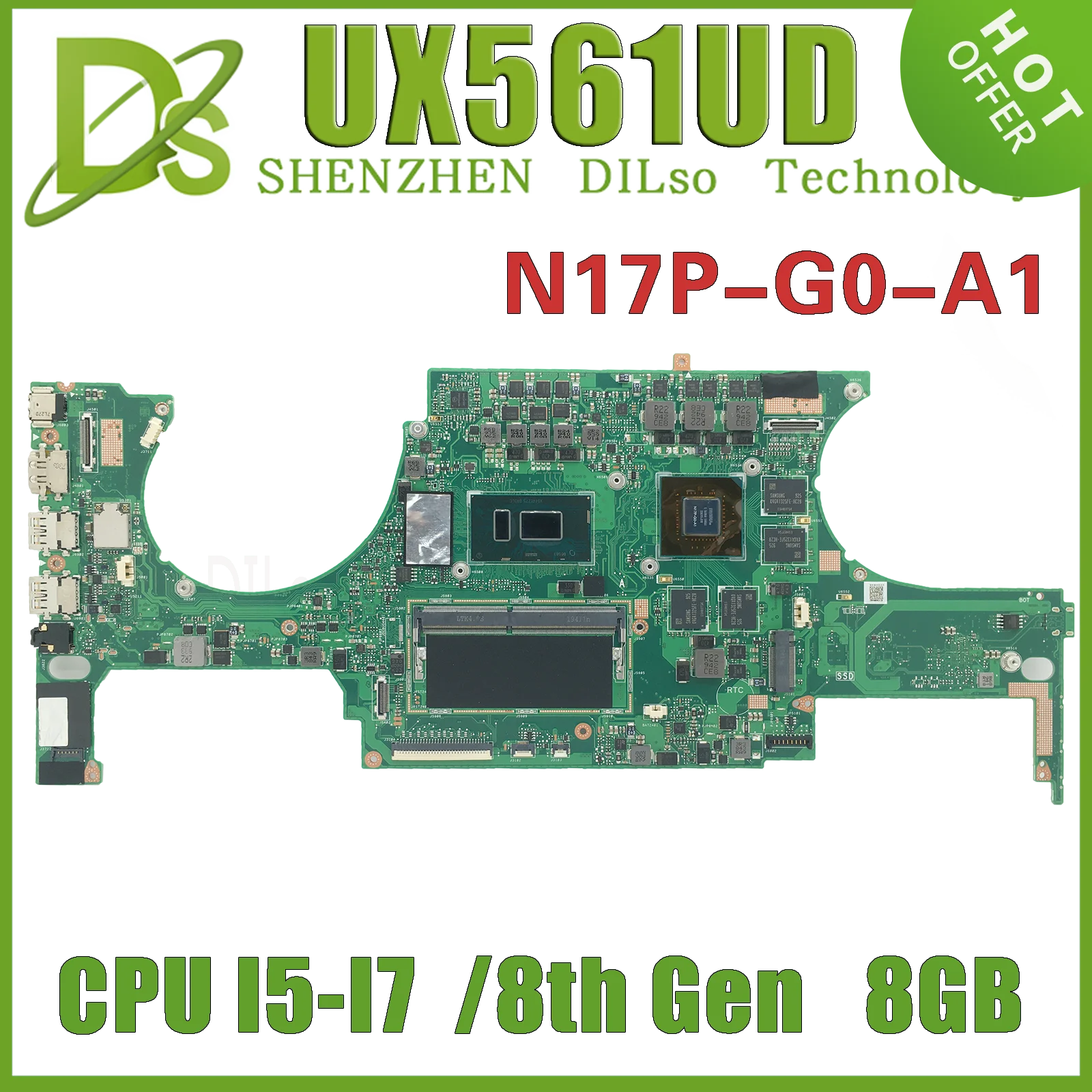 

KEFU UX561UD Motherboard For ASUS Zenbook Flip UX561U Q535UD Q535U Q535UD Laptop Mainboard I5-8250U I7-8550U 8GB-RAM GTX1050