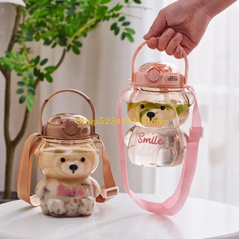 AXYC Kids Water Bottles Leakproof Carry Strap Backpack Drink Spout Bear School Office Large Capacity