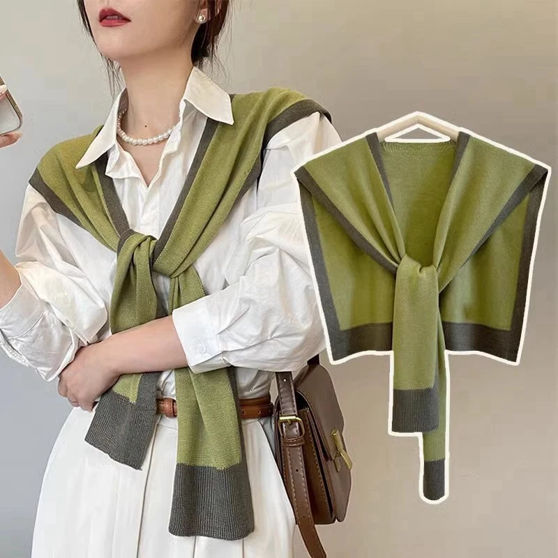 

2025 Autumn Winter Knitted Shawl With Summer Fashion Office Air-Conditioned Room Neck And Outdoor Casual Shoulder Scarf