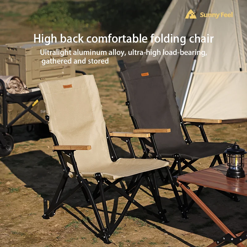 Sunnyfeel Outdoor Folding Chair Aluminum Alloy High Back Chair For Camping