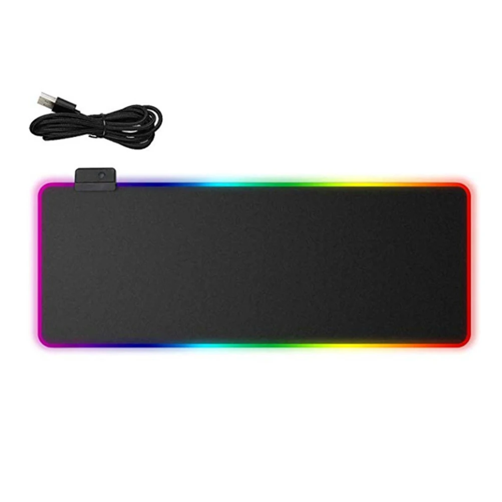 

Nonslip Mouse Pad RGB Light with Glowing Mousepad LED Black Good Performance Cloth Mat