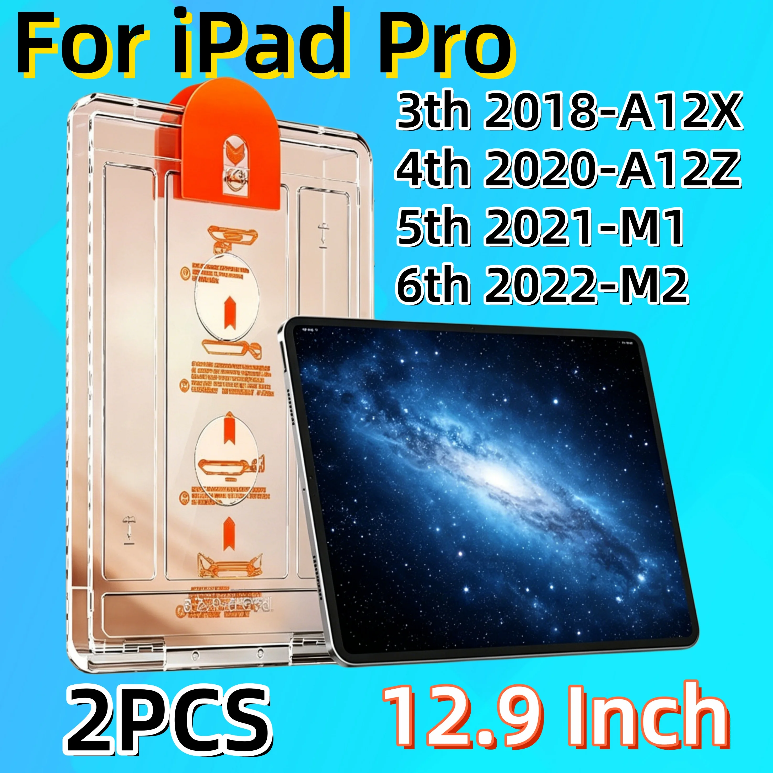 

2PCS Tempered Glass Screen Protector for iPad 3th-A12X 4th-A12Z 5th-M1 6th-M2 12.9inch,HD Clear,Dust-Free Easy Installation