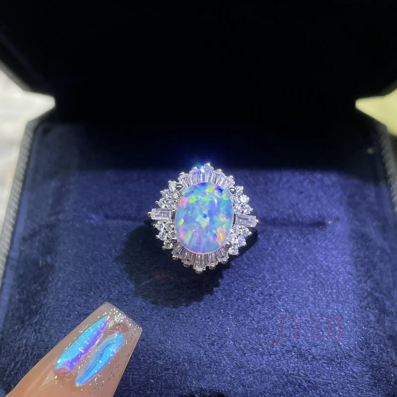 Fine jewelry Exquisite S925 Sterling silver Opal Ring Light Luxury Ring Birthday jewelry gift for party