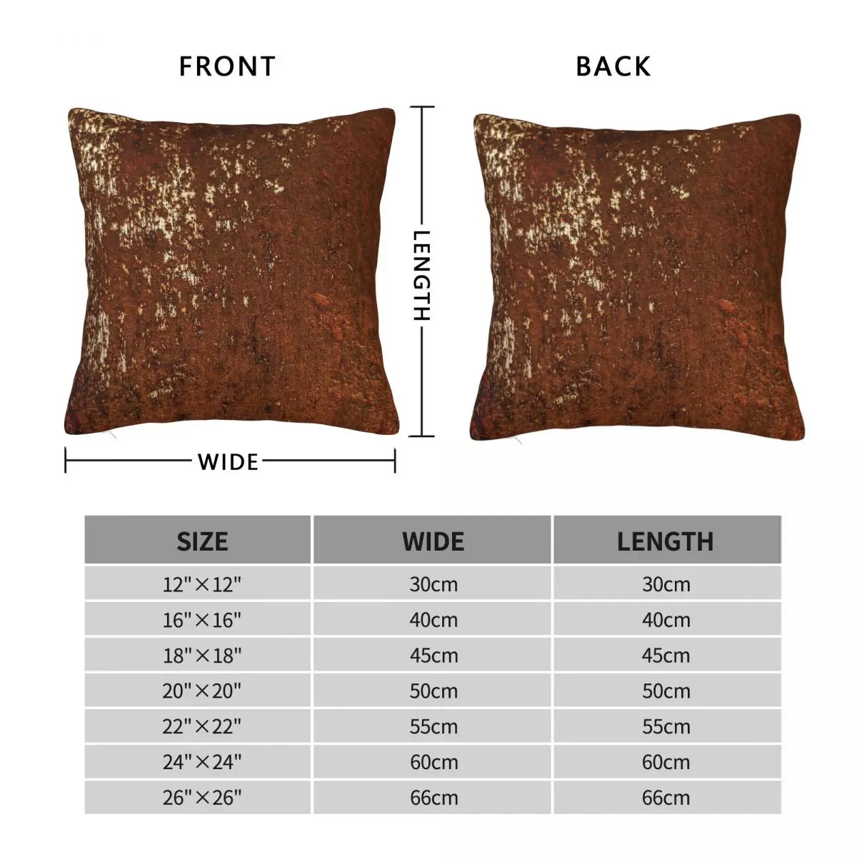 Rust Metal Decay Square Pillowcase Polyester Linen Velvet Printed Zip Decor Throw Pillow Case Room Cushion Cover 45x45