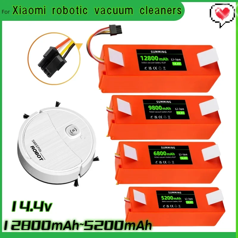

14.4V 12800mAh-5200mAh for Xiaomi Roborock Replacement sweeper Battery Robotic Vacuum Cleaner, S55 S60 S65 S50 4S2P Battery Pack