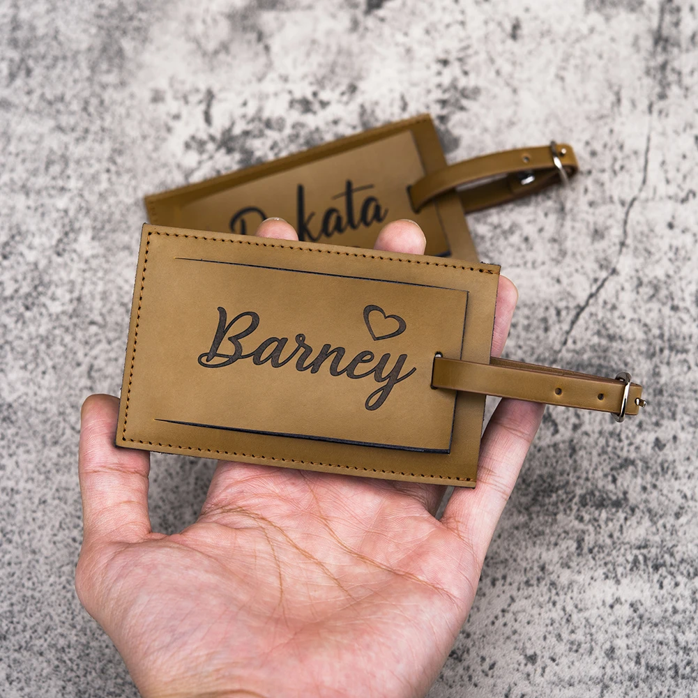 

1 Pc Personalize Luggage Tag Custom Letters Men Women Suitcase Name Tag PU Airplane Labels Engrave Logo Travel Accessories
