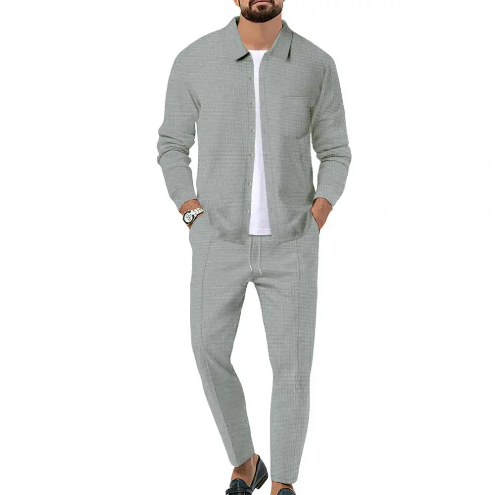 Men's Two-piece Casual Long-sleeved Shirt Lace-up Pants Spring And Fall Men's Tracksuit