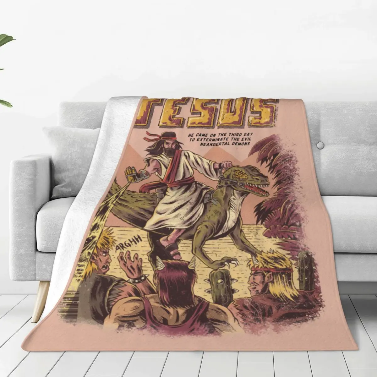 

Jurassic Jesus Monster Retro Video Games Harajuku Blankets Plush Awesome Soft Throw Blankets for Chair Covering Sofa Decoration