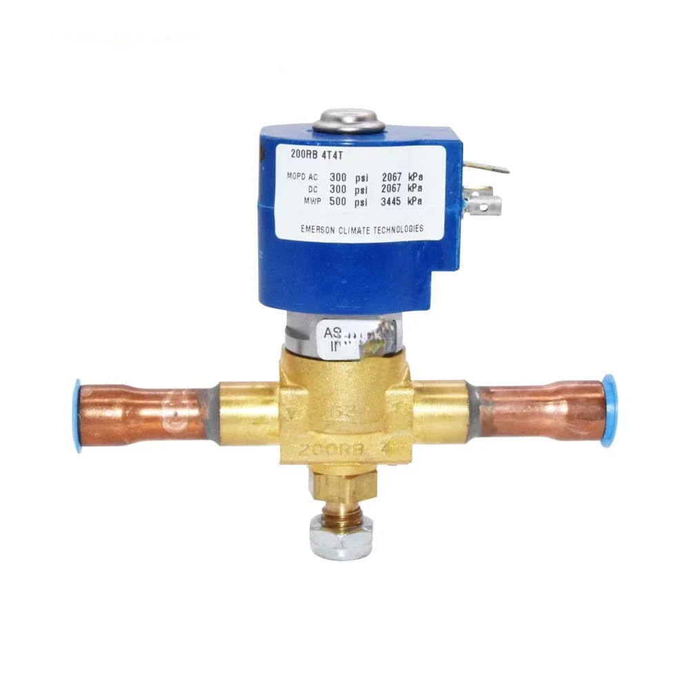 A válvula solenóide Emerson 200RB 4T4T é adequada para refrigerantes como R22, R404A, R407C, etc.