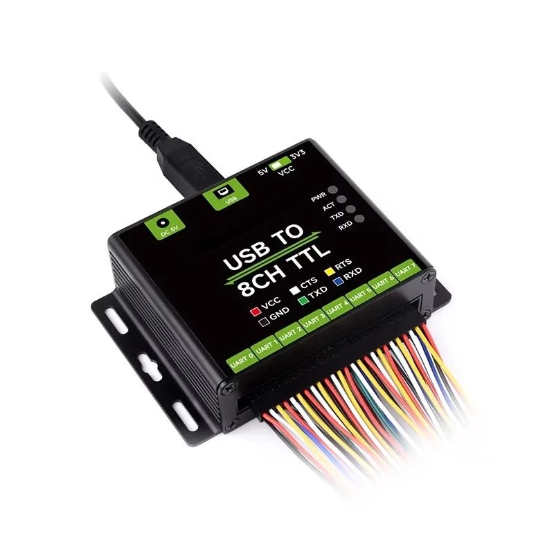Industrial grade usb to 8-way ttl converter uart serial port module with multiple on-board protection circuits