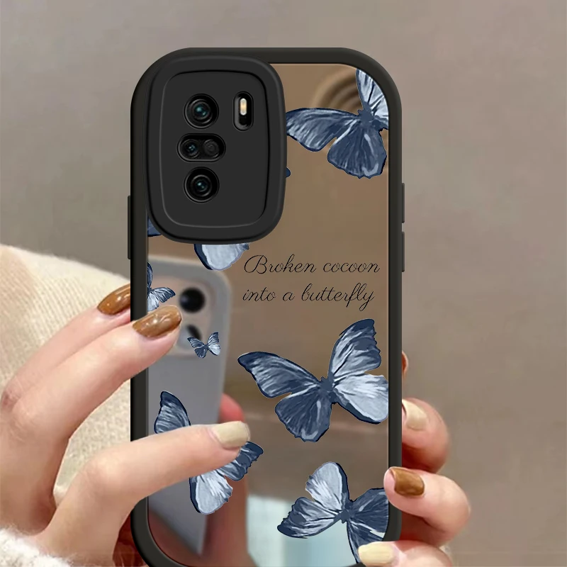 Fasion Butterfly Fasion Phone Case Redmi Note 11 10 10C 9 9A 9C 9T Pro 5G  K40 K60 A1 A2 Pro Plus Makeup Mirror Coque Cover