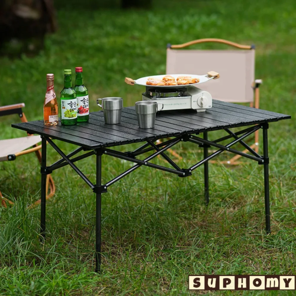 Outdoor Folding Table Long Portable Egg Roll Table Camp Desk Folding Camping Table Outdoor Portable Folding Desk Easy Carry Bag