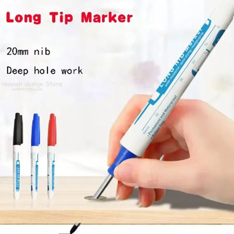 3/1pcs 20mm Deep Hole Long Nib Head Marker For Metal Perforating Pen Waterproof Bathroom Woodworking Decor Multi-Purpose Tool