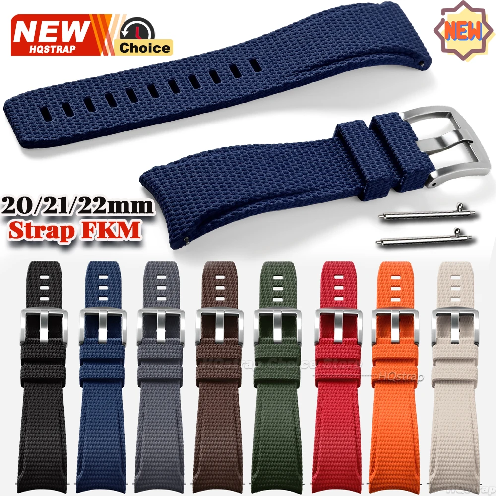 FKM Armband 20mm 21mm 22mm Gebogenes Universalband für Omega Fluorkautschuk-Armband für Swatch für Blancpain Sport-Armband für Seiko
