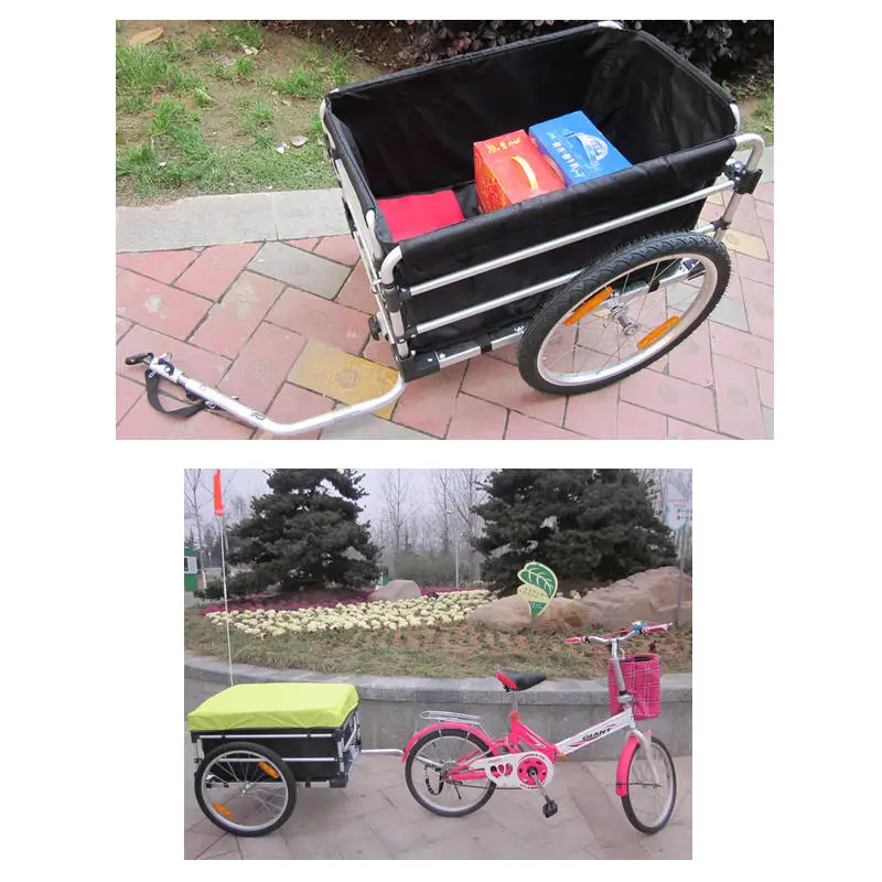 20 Inch Bike Cargo Luggage Trailer With Rain Cover, Aluminium Alloy Frame Bicycle Trailer, Luggage Cart, Mountain Bike Trailer