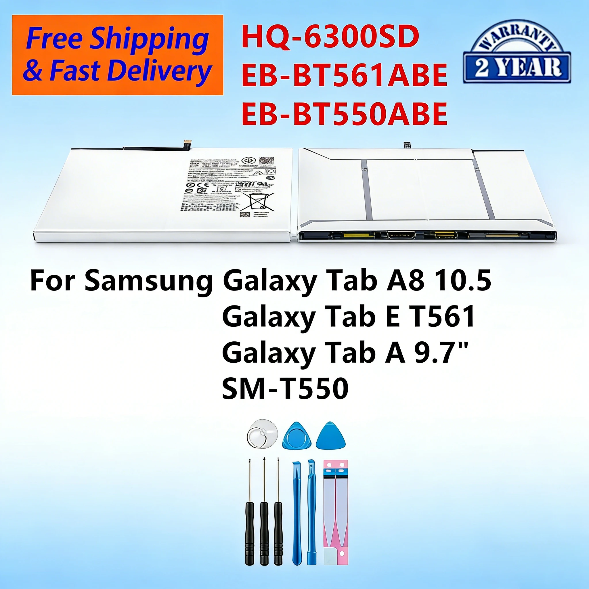 

HQ-6300SD HQ-6300NA Battery for Samsung Galaxy Tab A8 10.5 2021 SM-X200 SM-X205, Replacement Tablet Rechargeable Accumulator