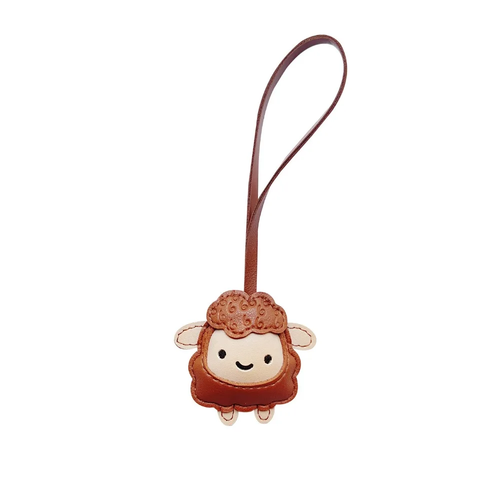 Cute Soft PU Leather Sheep Bag Charm Cartoon Lightweight Lamb Pendant Colorful Goat Sheep Shaped Pendant Keyring
