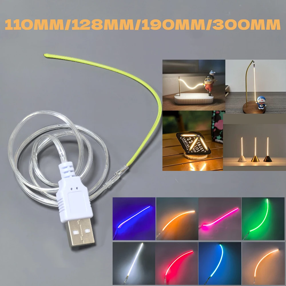 5V USB COB Flex Filament 360 Glow DIY LED Light for Edison Bulbs 110mm/128mm/190mm/300mm 8 Color Warm White Red Pink Blue Yellow