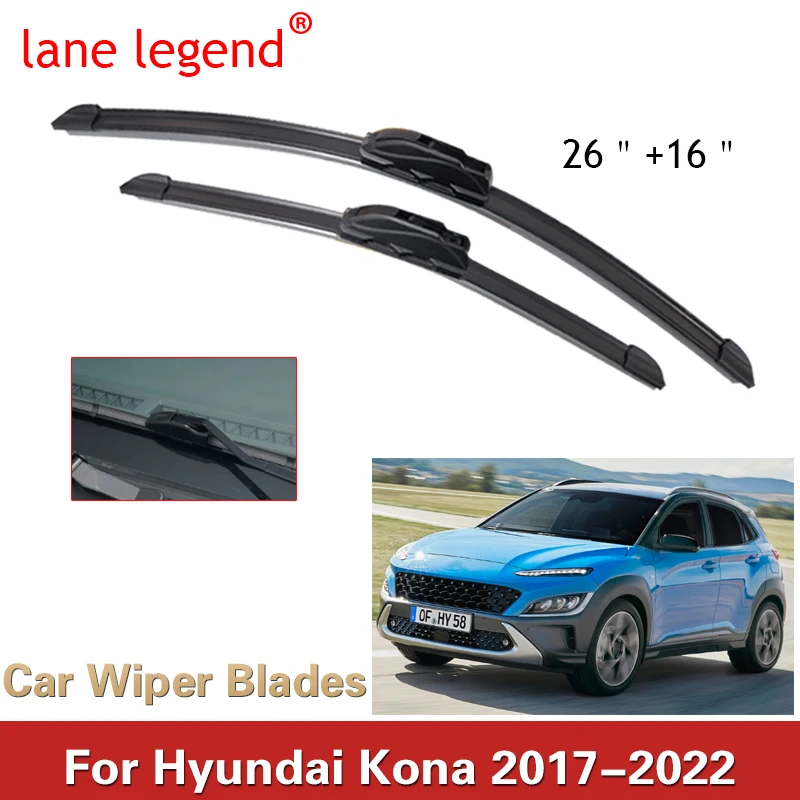 

Car Front Wiper Blade For Hyundai Kona 2017 2018 2019 2020 2021 2022 Active Go Windscreen Windshield Windows Wipers Accessories