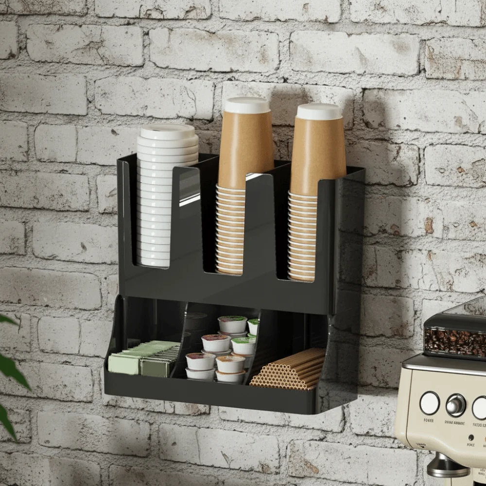 

Пластиковый одноразовый держатель для бумажных стаканчиков, настенный стеллаж для хранения бумажных стаканчиков большой емкости, компактный держатель для стаканчиков для напитков для дома